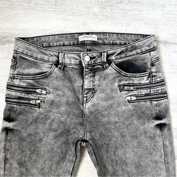 ZARA Women's Zipper/Stitch Detail Denim Jeans Charcoal Gray Wash Size 6. - Picture 2 of 8